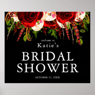 Poster Chá de panela Floral Floral Black Burgundy