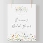 Poster Chá de panela Floral Multicolor Selvagem Bem-vindo<br><div class="desc">Este poster de boas-vindas a chás de panela florais multicoloridas selvagens é perfeito para um chá de casamento moderno. A design apresenta flores elegantes,  cor-de-água,  cor-de-rosa,  pincelada,  roxa,  marinho e branca,  com folhas verdes esmeraldas.</div>