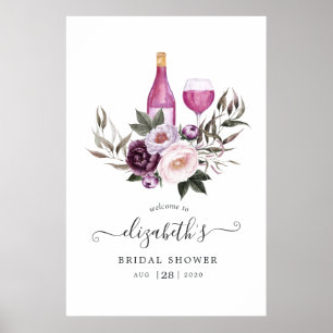 Poster Chá de panela Floral Profundo Velvet bem-vindo