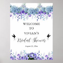 Poster Chá de panela Floral Purple Bem-vindo