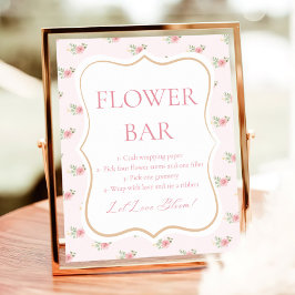 Poster Chá de panela Floral Rosa Tea Party Bar Flor