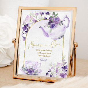 Poster Chá de panela Floral Roxo - Sinal de Bar Tea Mimos