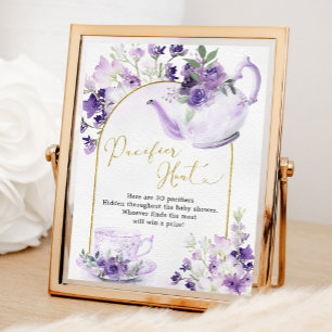 Poster Chá de panela Floral Roxo - Sinal de Caça Pacifica