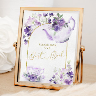 Poster Chá de panela Floral Roxo - Sinal do Livro de Conv