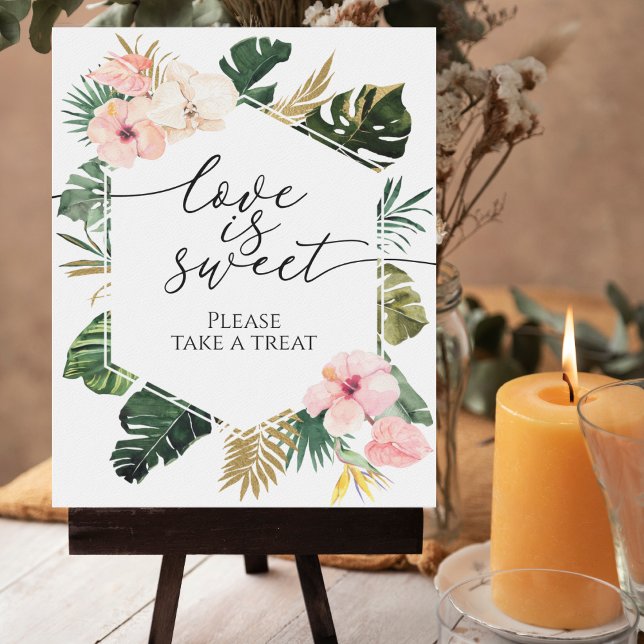 Poster Chá de panela Floral Tropical Amor é Sinal Doce (Criador carregado)
