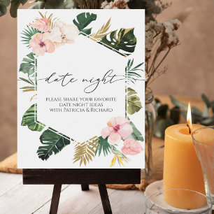 Poster Chá de panela Floral Tropical Date Jar Night Sinal