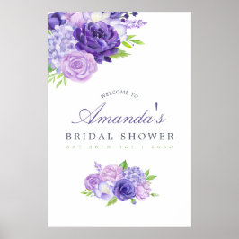 Poster Chá de panela Floral Ultra Violet bem-vindo