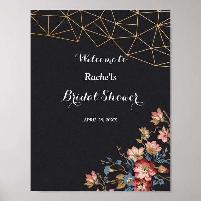 Poster Chá de panela Geométrico do ouro (Frente)