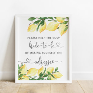 Poster Chá de panela Lemon Endereço um Envelope