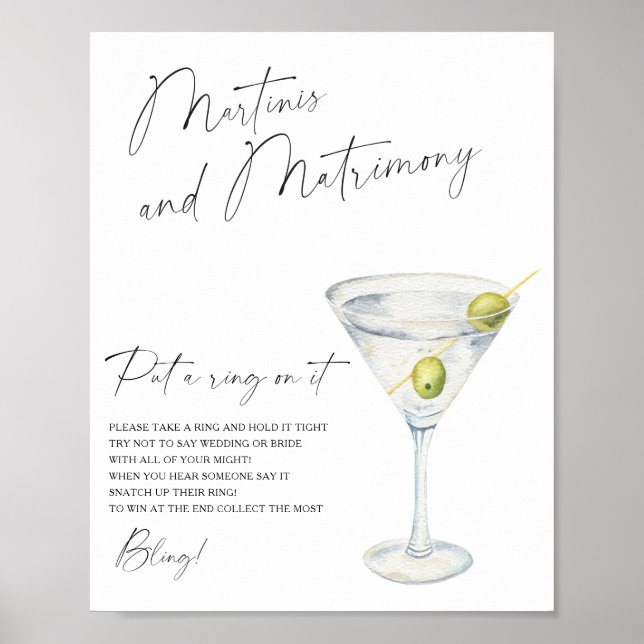 Poster Chá de panela Martini Coloque um anel no jogo (Frente)