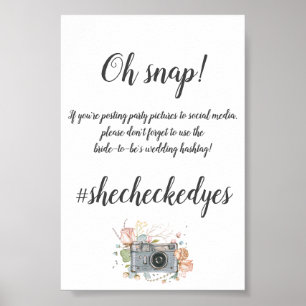 Poster Chá de panela menor do hashtag do casamento
