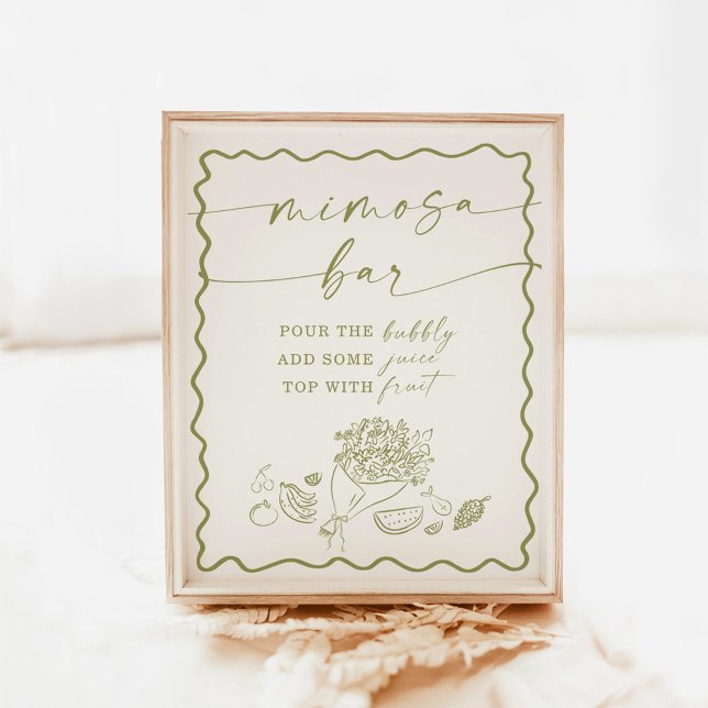 Poster Chá de panela Mimosa - Sinal de Bar, Mercado de Ag (Criador carregado)