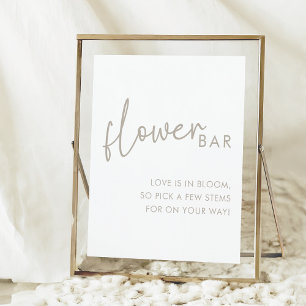 Poster Chá de panela Mínimo Branco e  Flor Bar