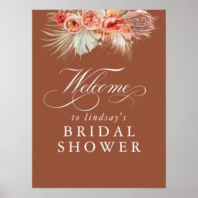 Poster Chá de panela Pampas Grass Rust Terracotta Bem-vin (Frente)