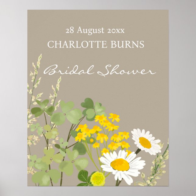 Poster Chá de panela Personalizado de Flores Selvagens (Frente)