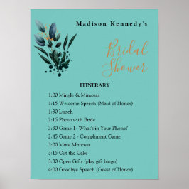 Poster Chá de panela Plano Itinerário Fab Floral Azul Tea