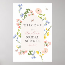 Poster Chá de panela Romântico de Elegância Floral Bem-vi
