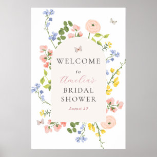 Poster Chá de panela Romântico de Elegância Floral Bem-vi