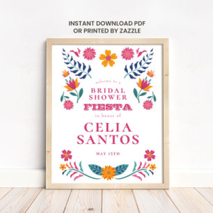 Poster Chá de Panela Rosa Amarelo Festa Mexicana Noiva