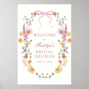 Poster Chá de panela rosa bonito de flor silvestre, cor-d