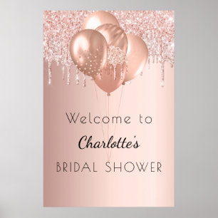 Poster Chá de panela rosa dourado brilho