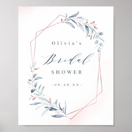 Poster Chá de panela rosa Dourado Dusty Blue Greenery