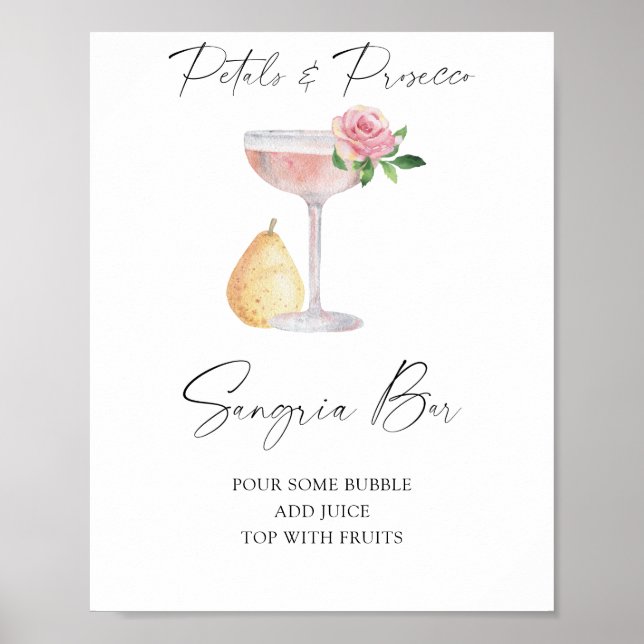 Poster chá de panela rosa prosecco - bar de sangria (Frente)