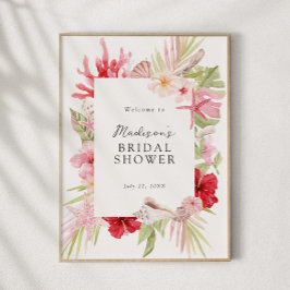 Poster Chá de panela Rosa Tropical Sea Shell Bem-vindo