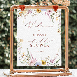 Poster Chá de panela Rustic Boho Garden Flowers Bem-Vindo
