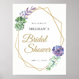 Poster Chá de panela sinal de boas-vindas roxo suculenta