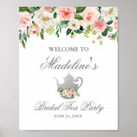Chá de panela Tea Party Rosa Floral Silver Bem-vin