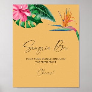 Poster Chá de panela tropical de aquarela - bar de sangri