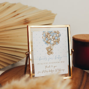 Poster Chá do Bear Blue Balloon Baby Boy