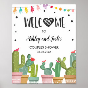 Poster Chá Fiesta Casal Cactus Bridal Sinal de Boas-vinda