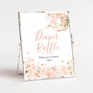Poster Chá Floral Rosa para Duas Fraldas Raffle
