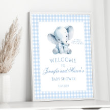 Chá Gingham Baby Boy Gingham, Pequeno Elefante Azu