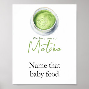 Poster Chá Matcha Baby shower - Dê nome à comida do bebê