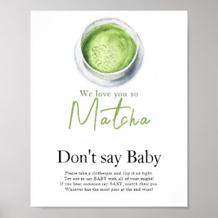Poster Chá Matcha chá de bebê Não diga bebê