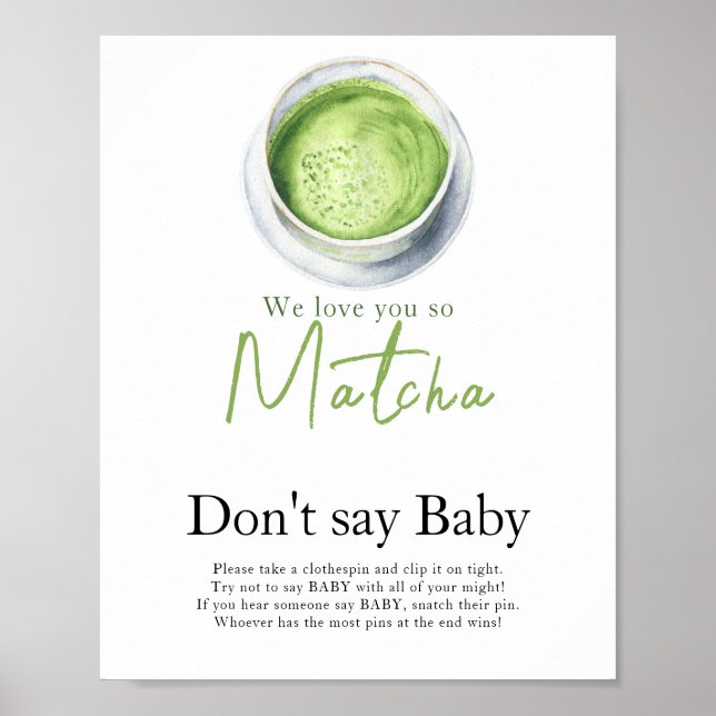 Poster Chá Matcha chá de bebê Não diga bebê  (Frente)