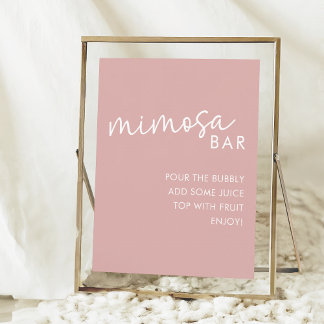 Poster Chá Mimosa, Bar Mimosa, Rosa Minimalista Dusty