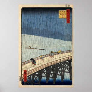 Poster Chá repentino de Hiroshige sobre a ponte de