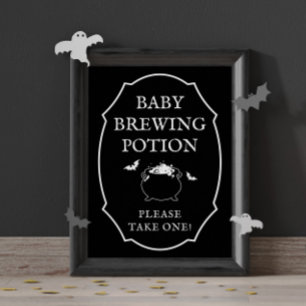 Poster Chá Revelação de Bebê Preto para o Halloween