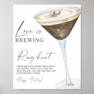 Poster Chá revelação de noivado com espresso martini Caça