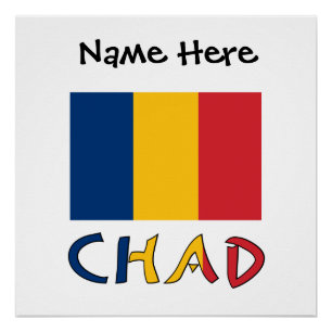 Póster Chade Bandeira do Chade Preta Personalização