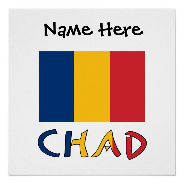 Póster Chade Bandeira do Chade Preta Personalização (Frente)