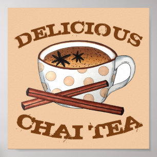 Poster Chai Teacup Indian Spicted Tea Kitchen Art Decor