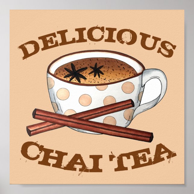 Poster Chai Teacup Indian Spicted Tea Kitchen Art Decor (Frente)