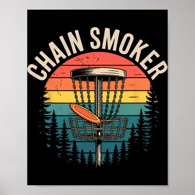 Poster Chain Smoker Funny Disc Golf Tree Chains Frisbee M (Frente)
