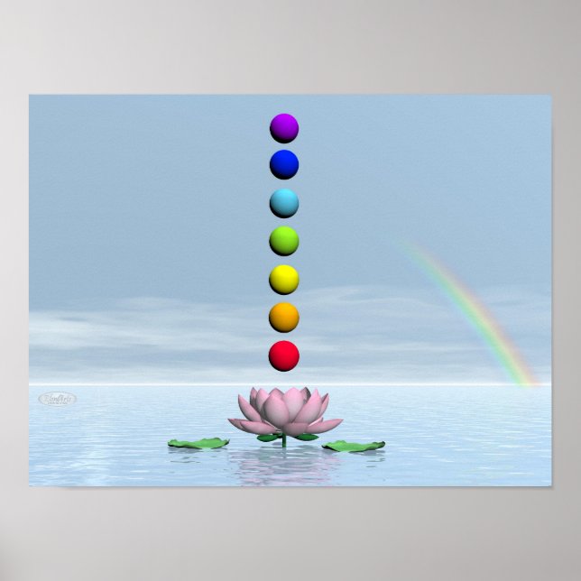 Poster Chakras e arco-íris - renderização 3D (Frente)