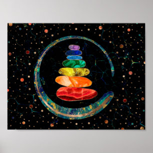 Poster Chakras Zen Stones e Enso circundam